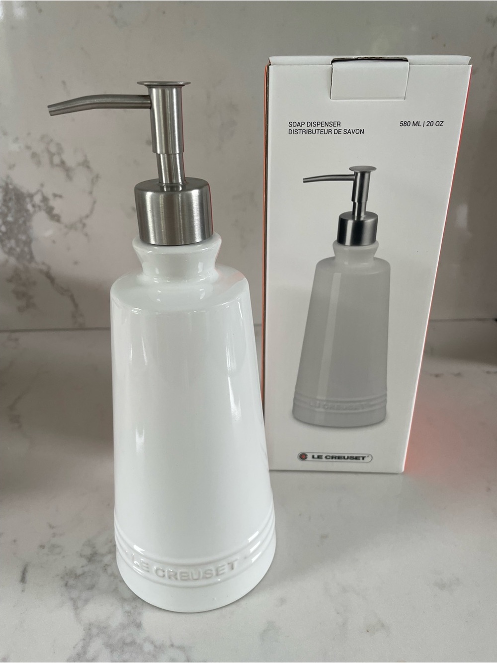 Le Creuset white soap dispenser